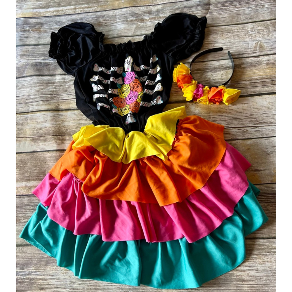 Bright Fun Day of the Dead Costume-Large